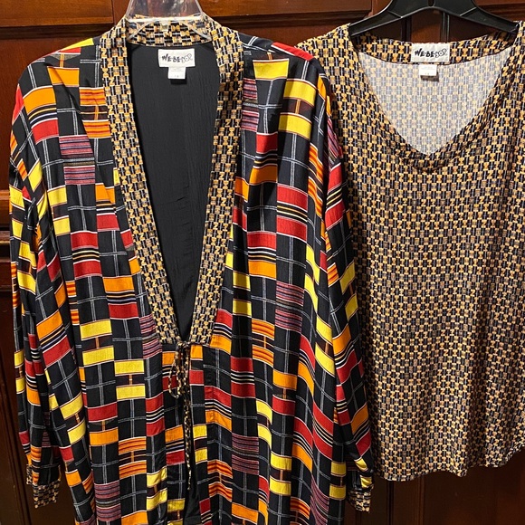 We Be Bop Vintage Colorful Geometric Patterned Cardigan and under top size 1X - Picture 2 of 16